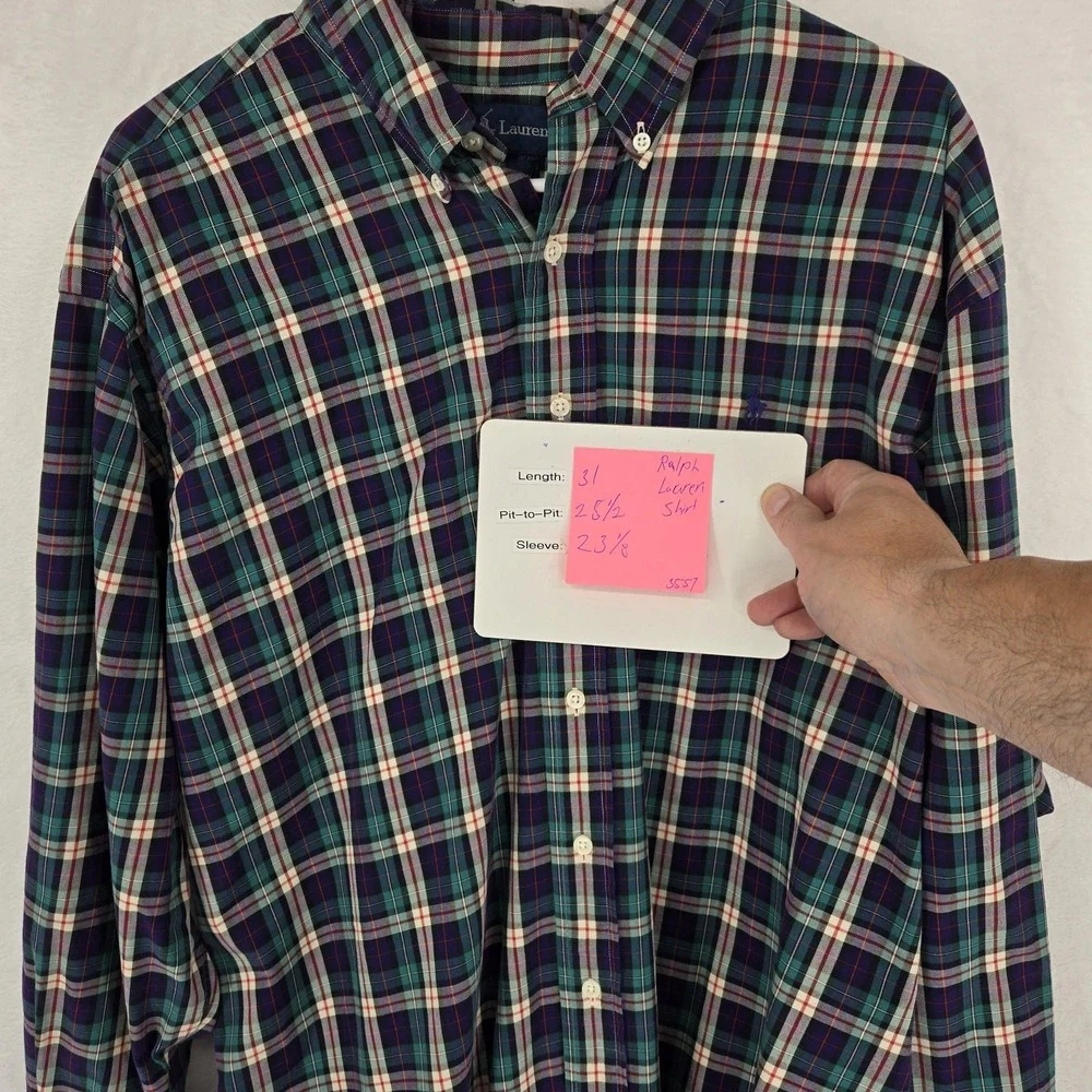Ralph Lauren Shirt Mens Large Multicolor Plaid Blake Button Down‎ Cotton Casual